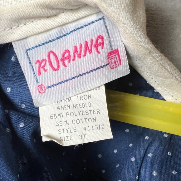 VTG Roanna Navy White Polka Dot Dress Hat Set Nautical Sailor Toddler Size 3T - Picture 5 of 5